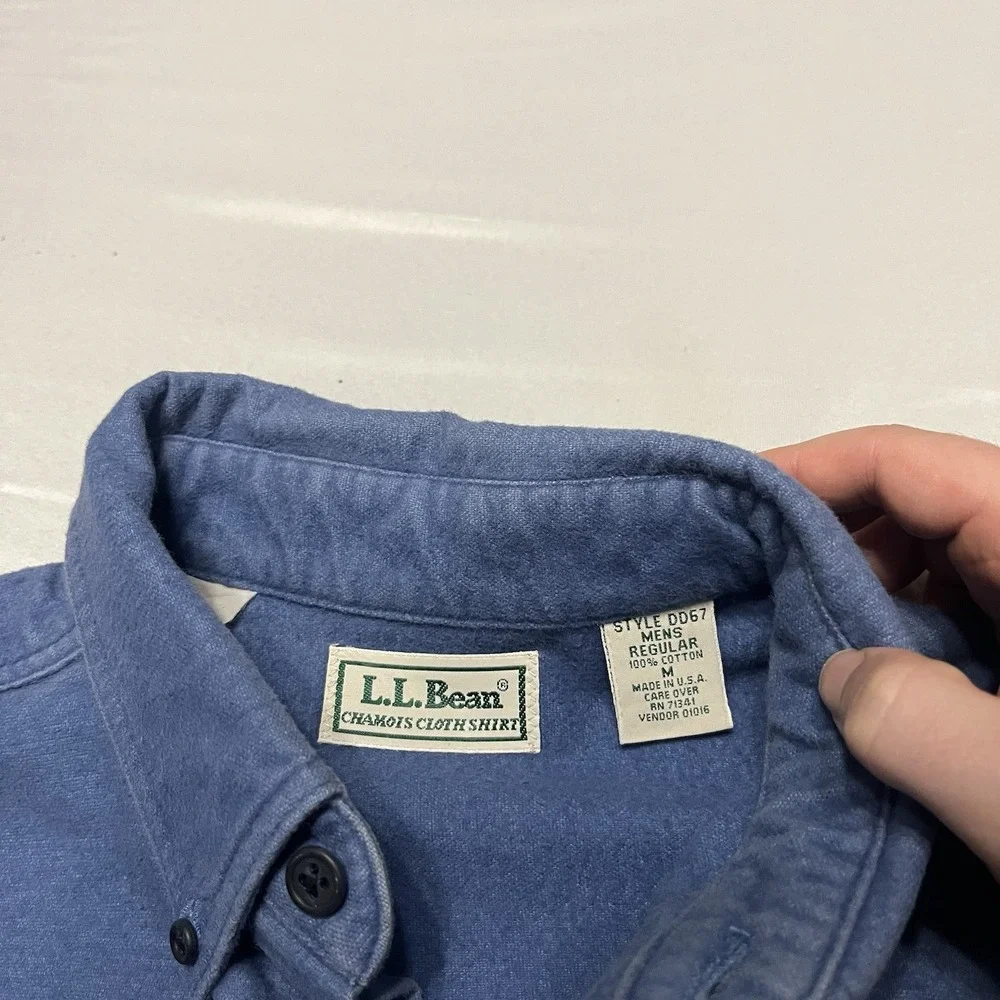 Vintage LL Bean Chamois Cloth Shirt Mens M Blue Cotton Made in USA